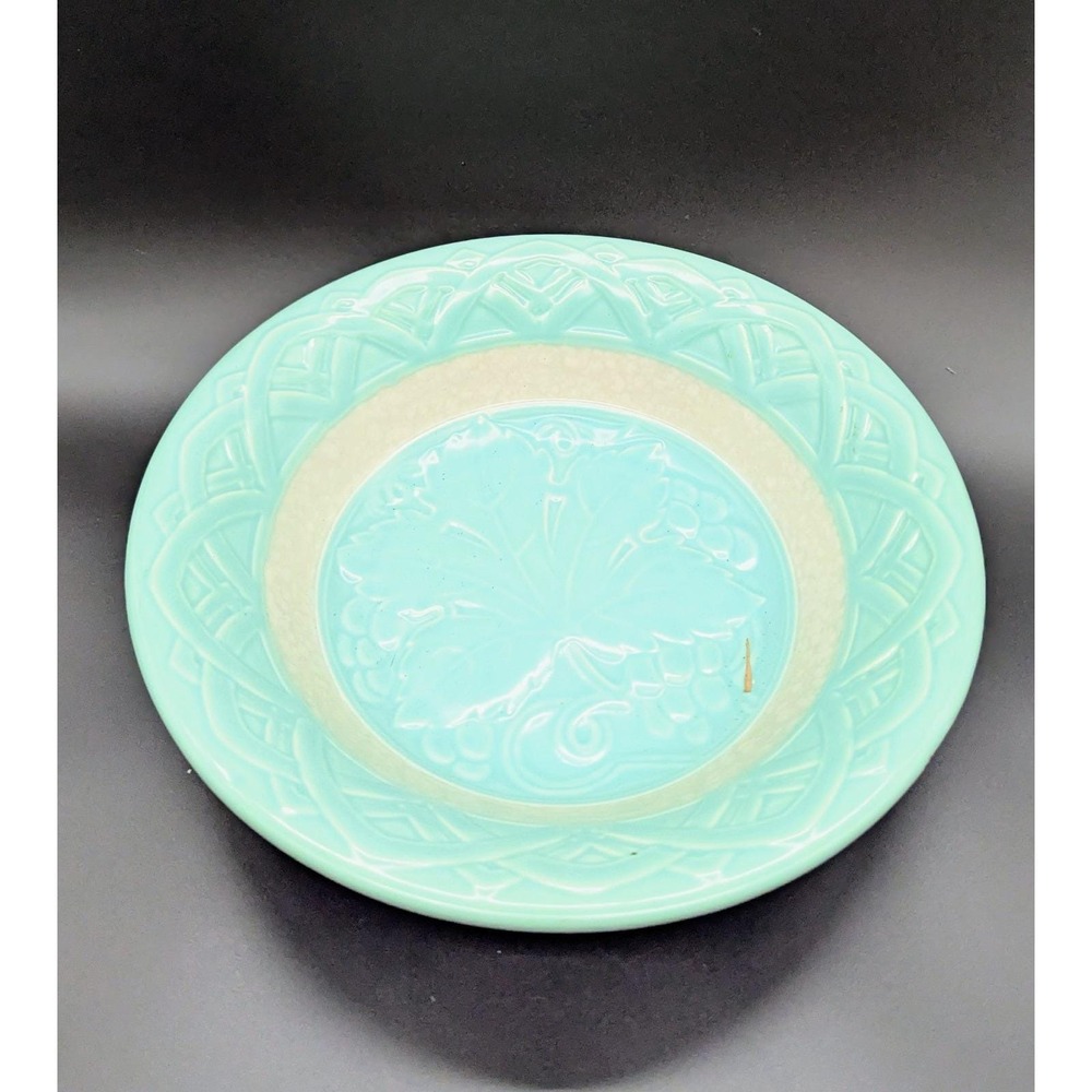 Vintage Blue Poole Pottery Grapes + Leaves  Fruit Bowl England 10"